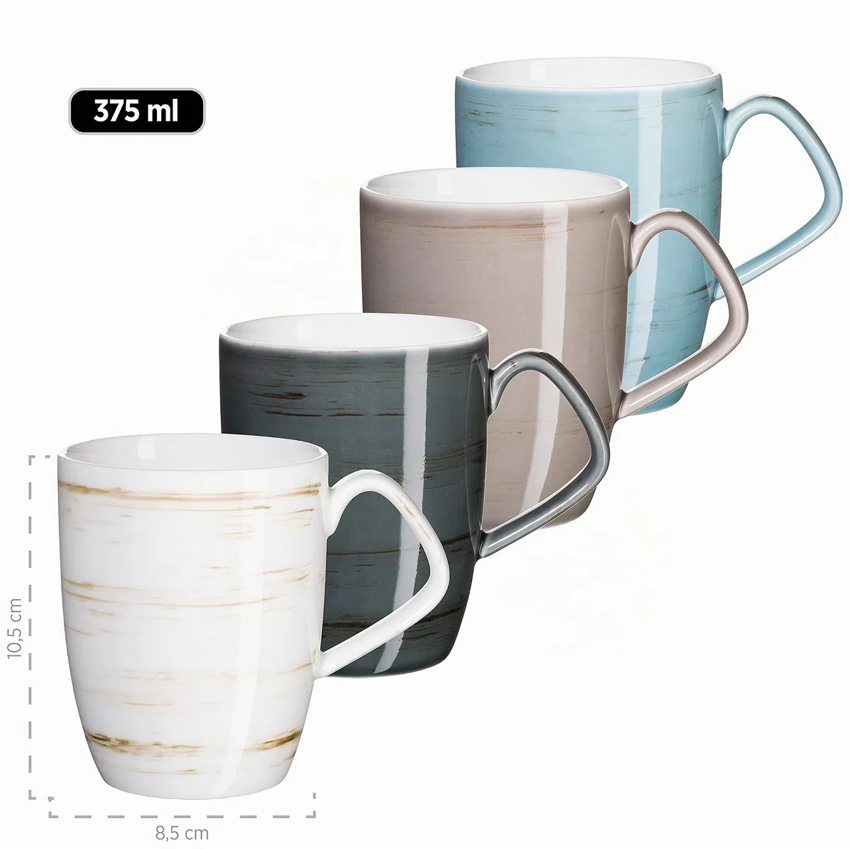 MÄSER 931448 Serie Derby, set di stoviglie premium con piatti quadrati per 4 persone in qualità gastronomica, servizio moderno combinato, 16 pezzi, colori pastello, porcellana durevole