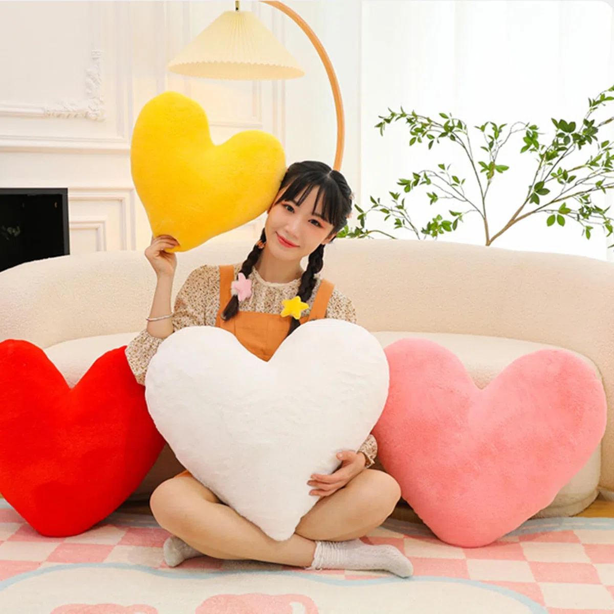 Cuscino a cuore, per cameretta dei bambini, a forma di cuore, per ragazze e ragazzi, decorazione per la camera da letto (cuore rosso, 40 cm)