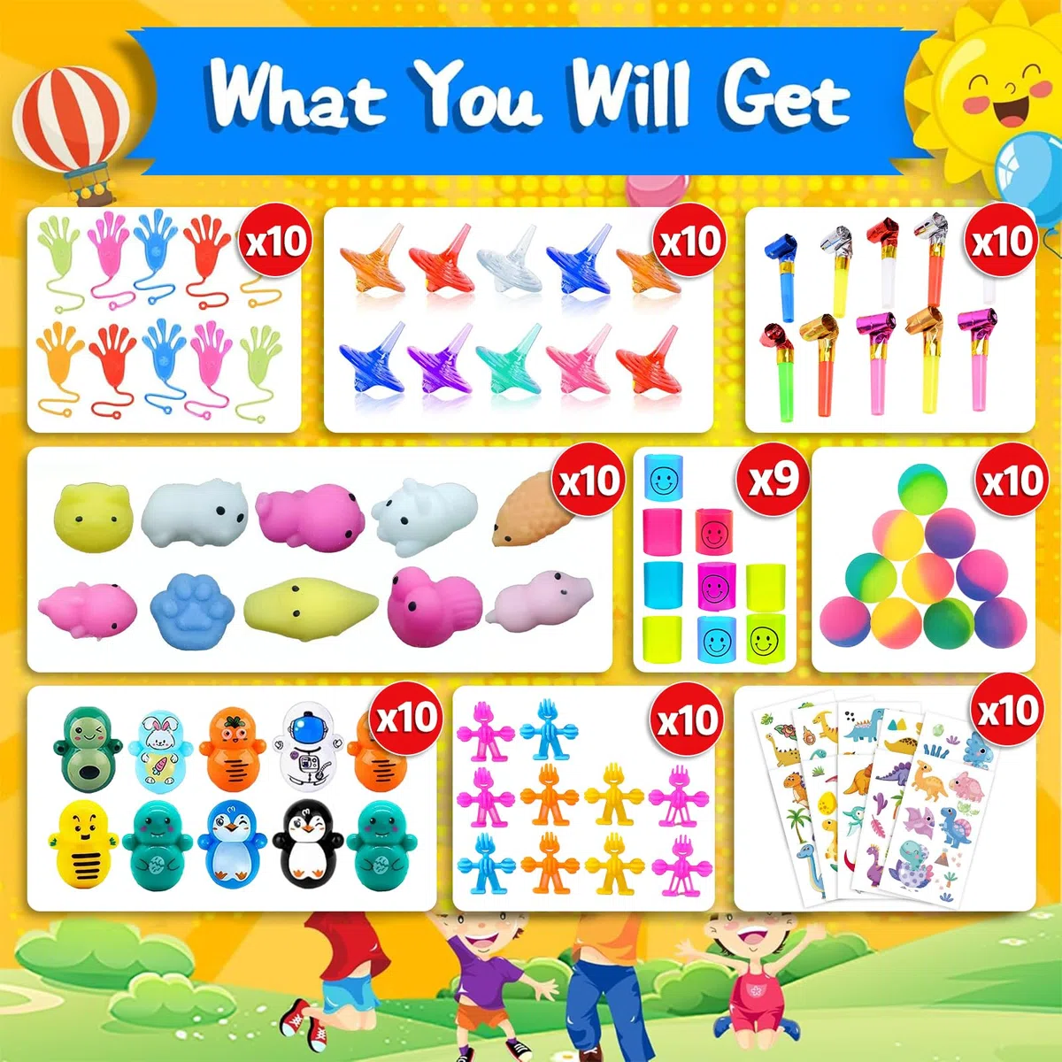 150 Pcs Gadget Compleanno Bambini, Regalini Fine Festa Compleanno Bambini, Piccoli Giocattoli Assortiti per Premi di Gioco, Sacchetti per Feste di Compleanno di Ragazzi e Ragazze