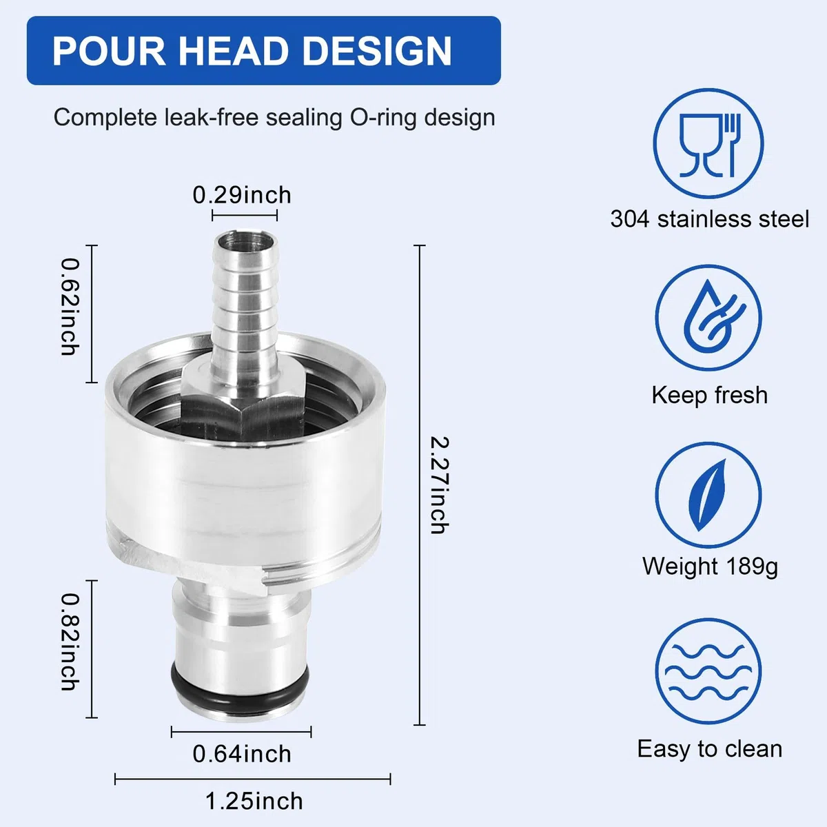 2 Pezzi/Saldatura 304 in Acciaio carbonation cap 5/16 Barb, Ball Lock, Fit Soft Drink Pet Bottiglie, Homebrew Kegging