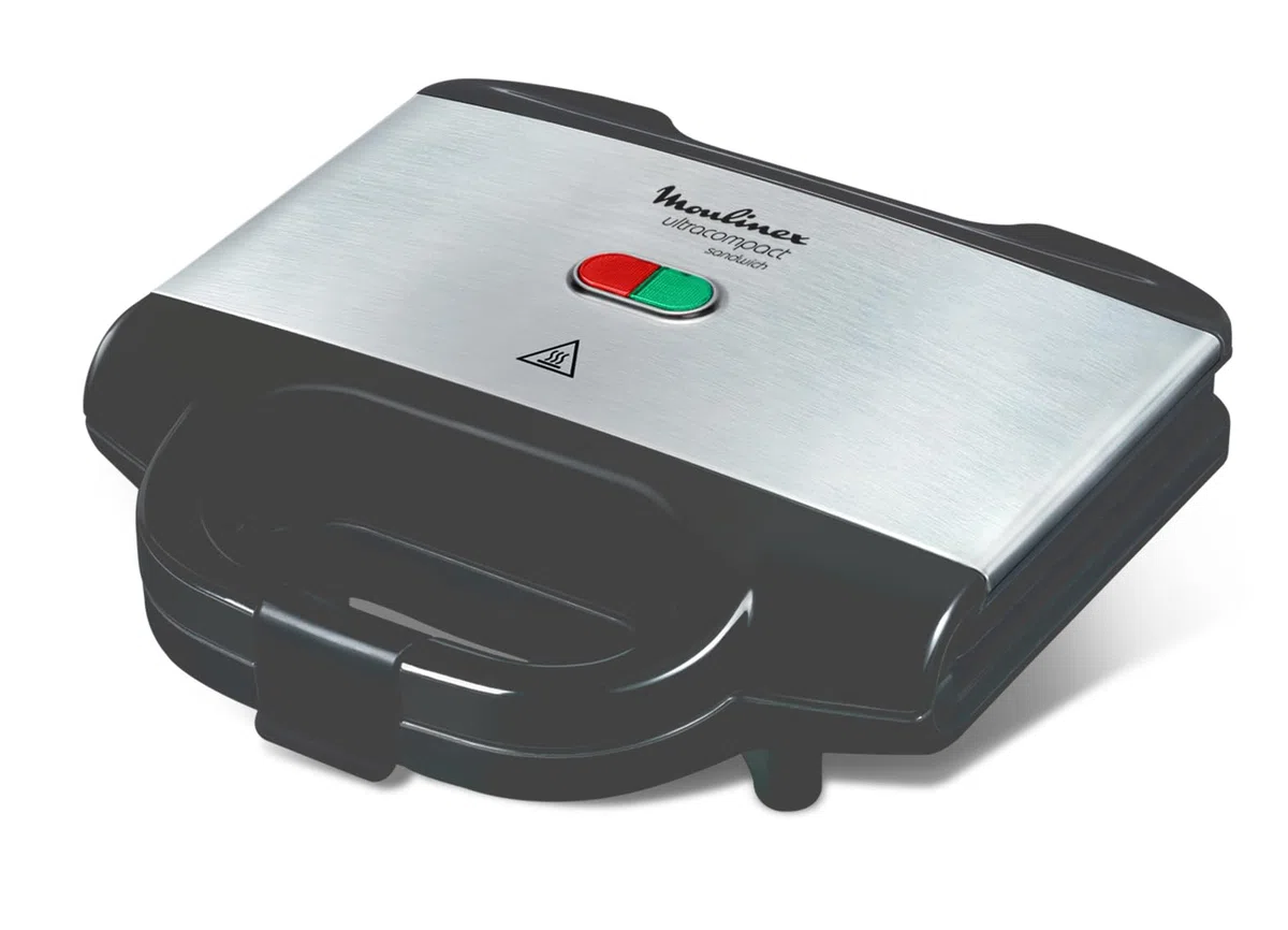Moulinex SM156D Ultracompact Metal Sandwich Maker, Piastre con Rivestimento Antiaderente