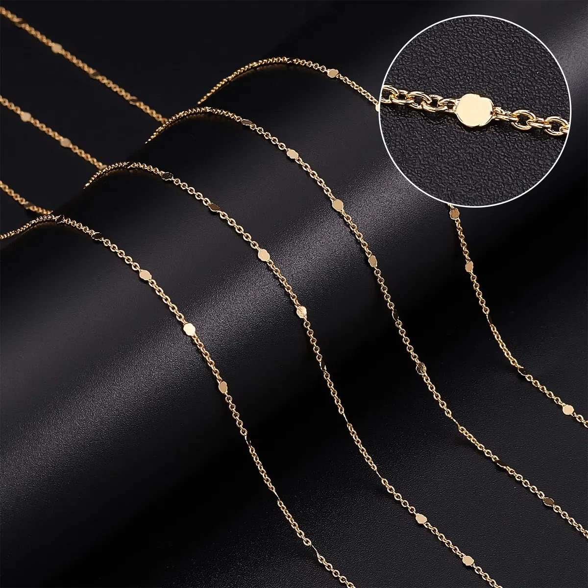Beebeecraft 32.8 piede 18K Catene Placcate Oro per La Creazione di Gioielli Catena Cavo A Maglie Piatte Tonde con 20 chiusure A Moschettone e 50 anelli di Salto