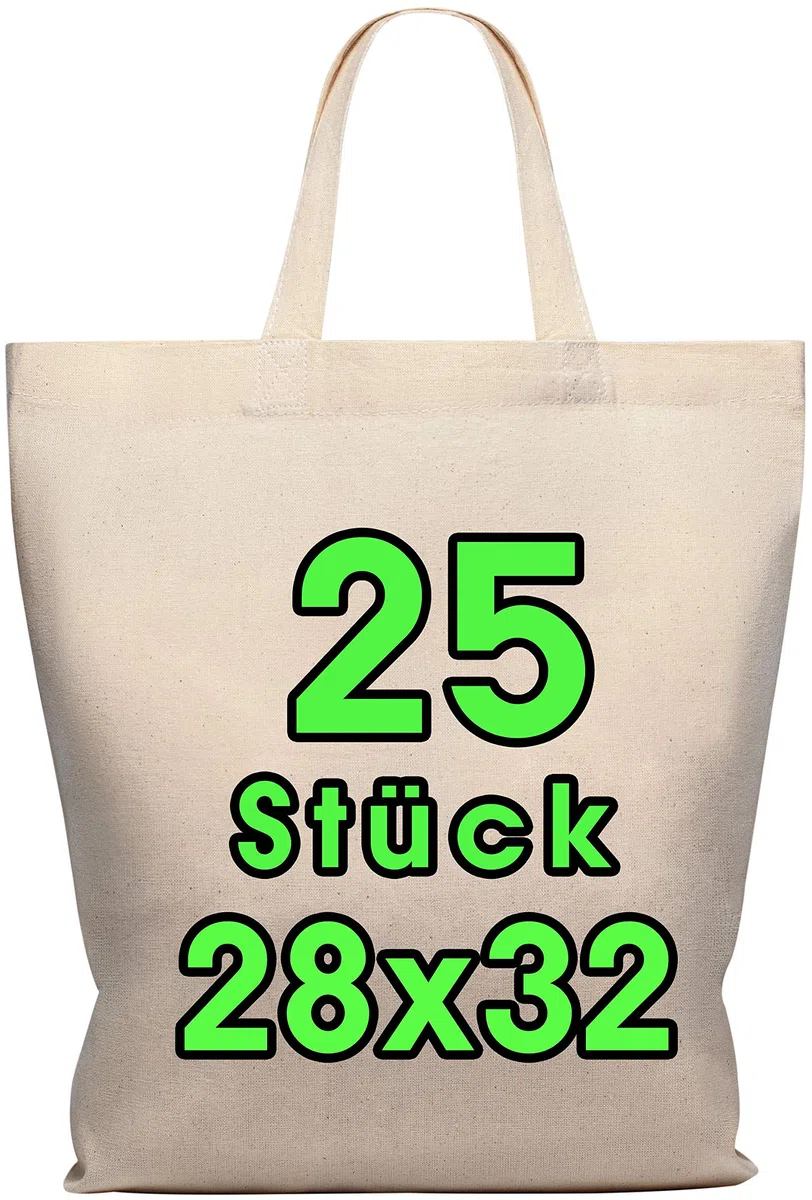 ELES VIDA Borsa in cotone 28 x 32 cm 25 pezzi - sacchetto di iuta medio - naturale borsa da farmacia, borsa per il trasporto, filato sacchetto regalo certificato ÖKO-TEX