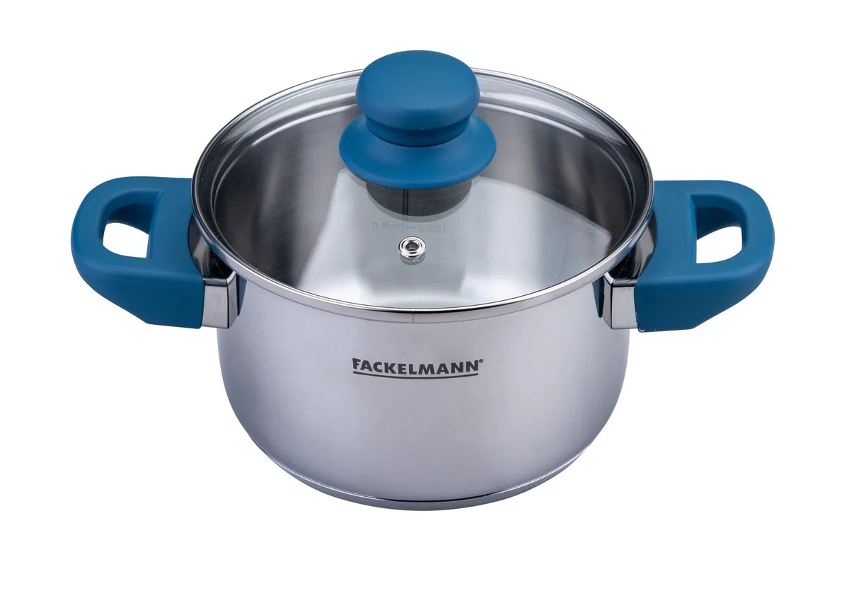 Fackelmann Pentola Essential Ø 16 cm, in acciaio inox, con manici ergonomici in bachelite, adatta a tutti i piani cottura, con scala litro