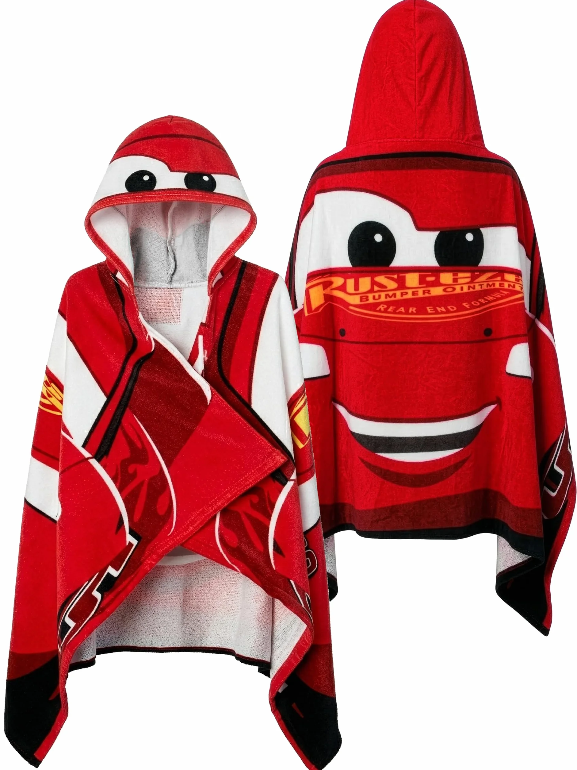 Disney Cars Telo Mare Cotone, Asciugamano Bambini Lightning McQueen, Asciugamano Con Cappuccio Per Bambini, Rosso One Size