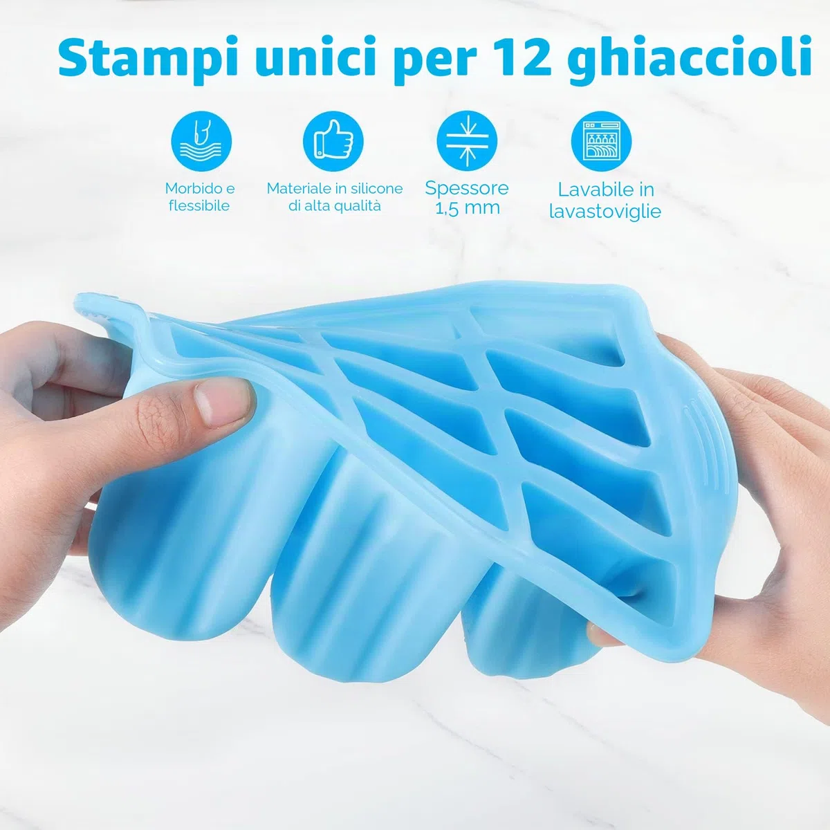 Sinnsally Stampi Ghiaccioli, Silicone Stampi per Gelato senza BPA,Stampo di gelato,Stampi Gelato Stecco,Stampi per Ghiaccioli in Silicone,Formine Ghiaccioli Riutilizzabili,Ghiaccioli Stampo (Blu)