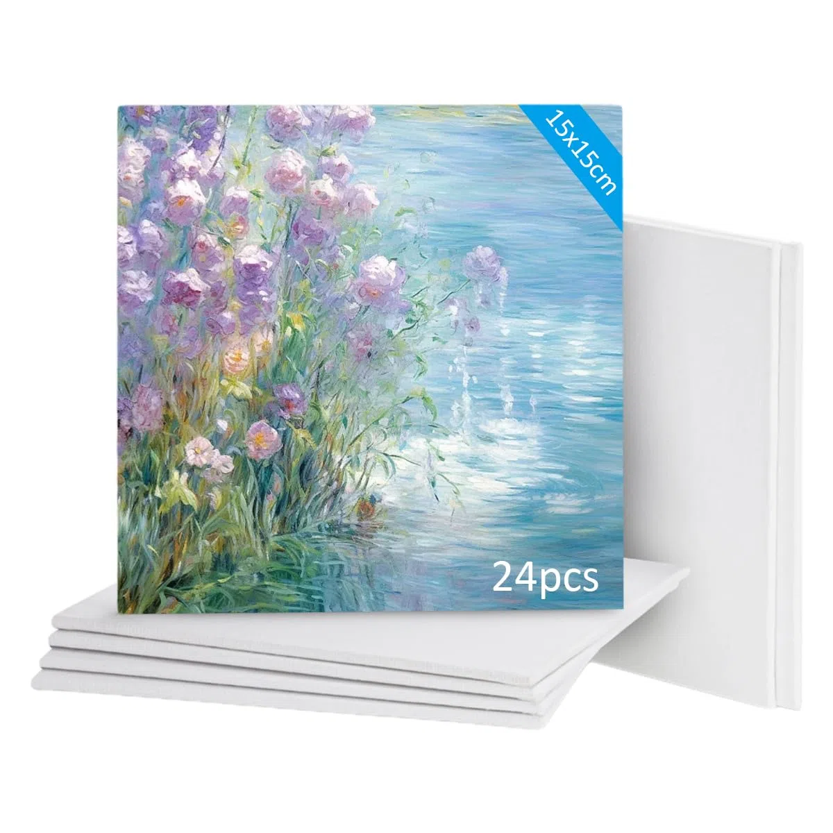 24 tele bianche da dipingere, cornice in tela tesa da 15 cm, confezione di tela per pittura su tela bianca piccola, adatta per adulti, artisti e bambini, adatta per pittura acrilica