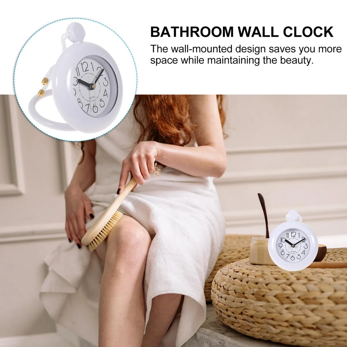 Garneck Orologio da parete per bagno impermeabile con design sospeso leggero, ideale per la decorazione di doccia sauna e piscina a batteria