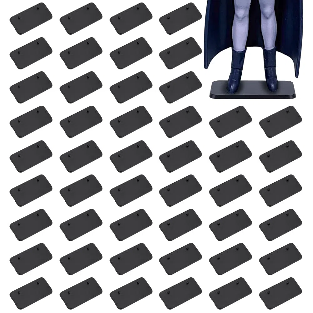 FINGERINSPIRE 50 pezzi Basi di Supporto Nere In Plastica per La Maggior Parte e Action Figure Da 15cm Basi di Supporto per Action Figure Da 65.5mm X 32.5mm Supporto per Display di Moi 2 pioli