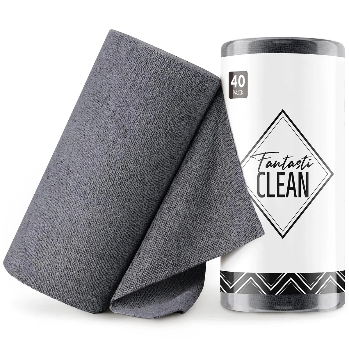 Fantasticlean Panni in Microfibra 40 Pezzi, Rotolo di Panno di Pulizia Strappabile, Stracci Riutilizzabili e Senza Pelucchi 30 x 30 cm - Grigio Scuro