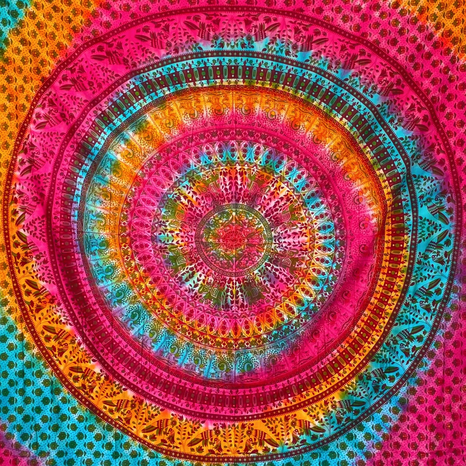 MOMOMUS Mandala Arazzo in tessuto - Tie-Dye, Cotone, Unico - Multicolore, 210x230 cm