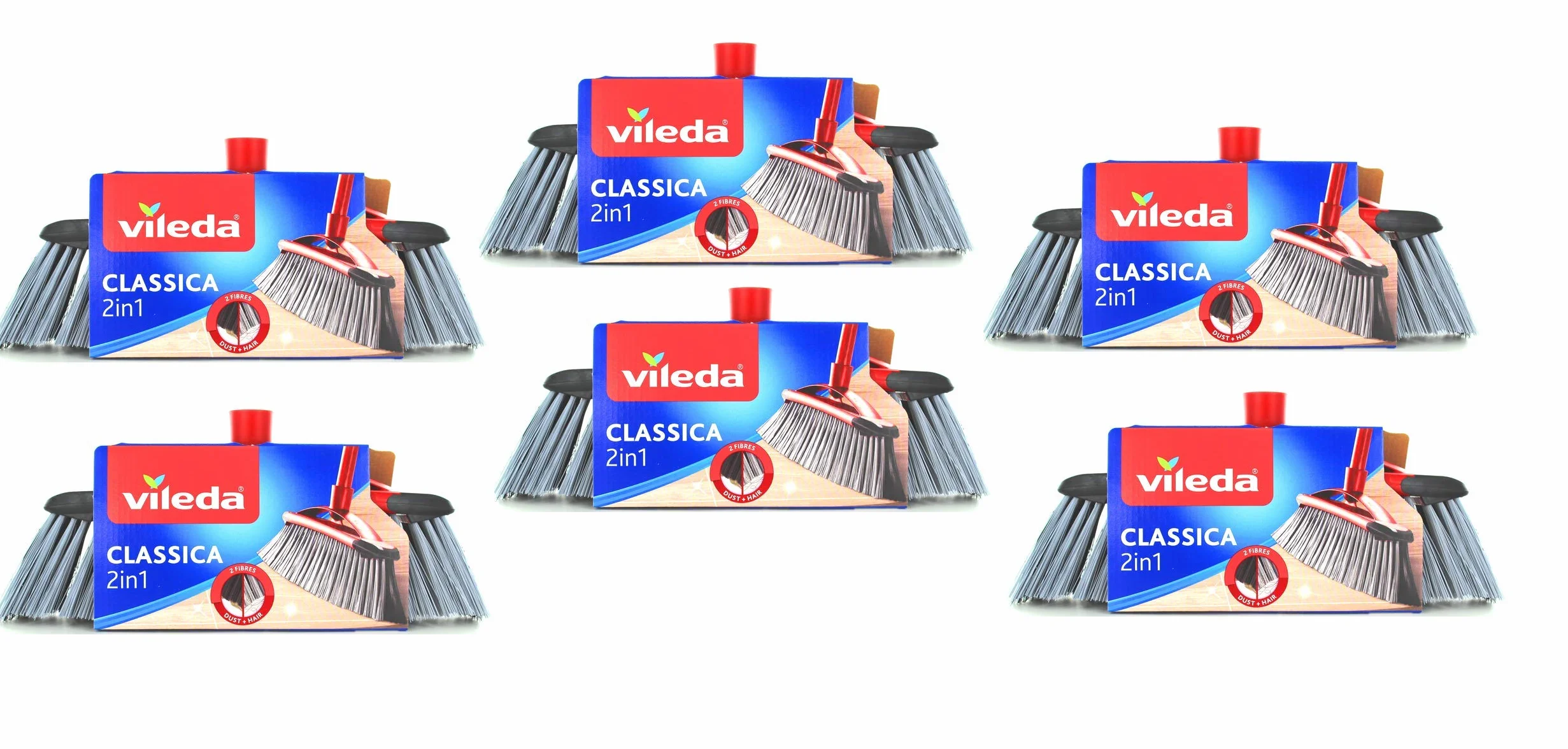 6 x VILEDA Scopa Classica 2 In 1 Senza Manico