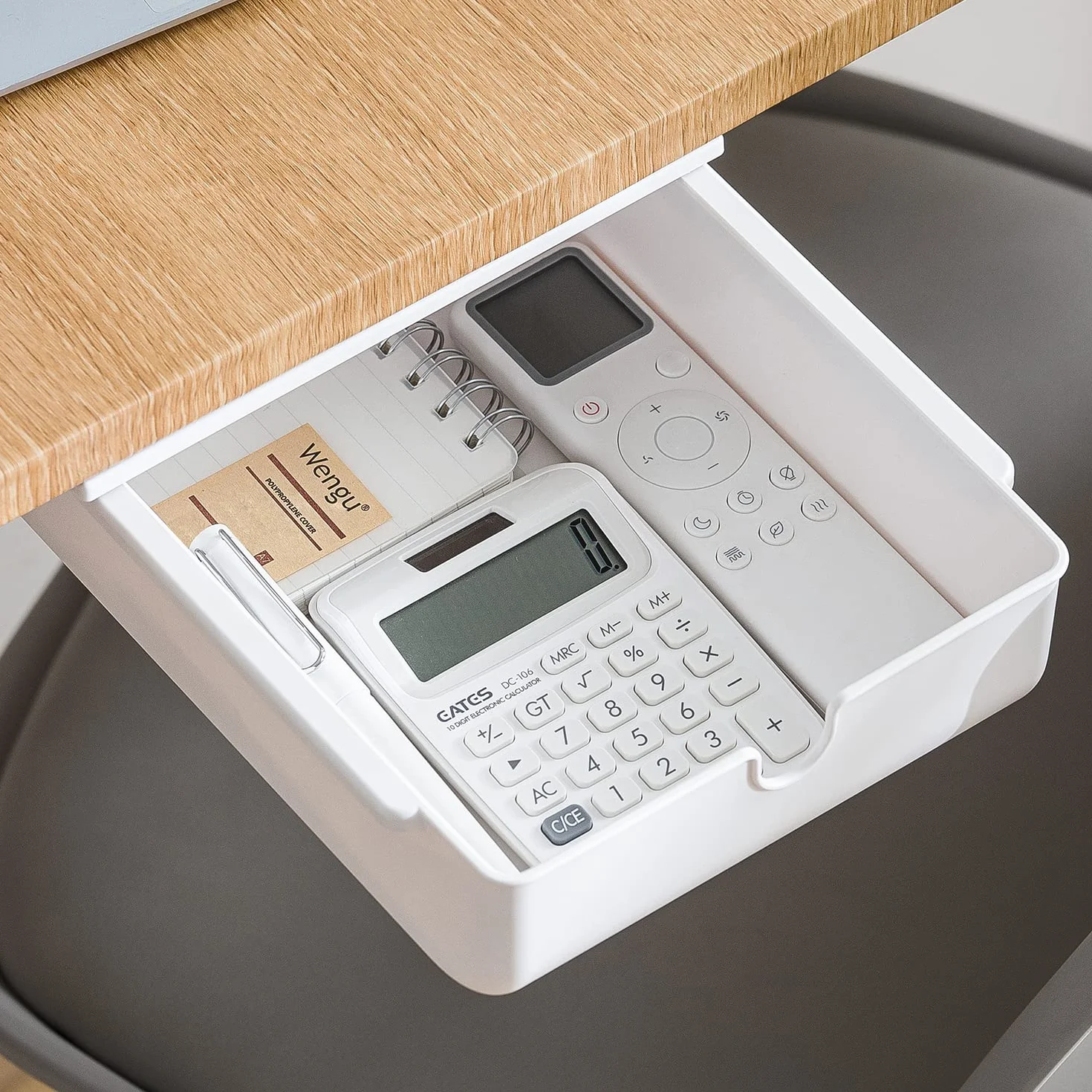 FRETONBA Cassetto Sotto Scrivania, Cassetto Medio Autoadesivo, Cassetto Organizer Cassetti Nascosto Adesivo Da Scrivania per Casa e Ufficio, Bianco