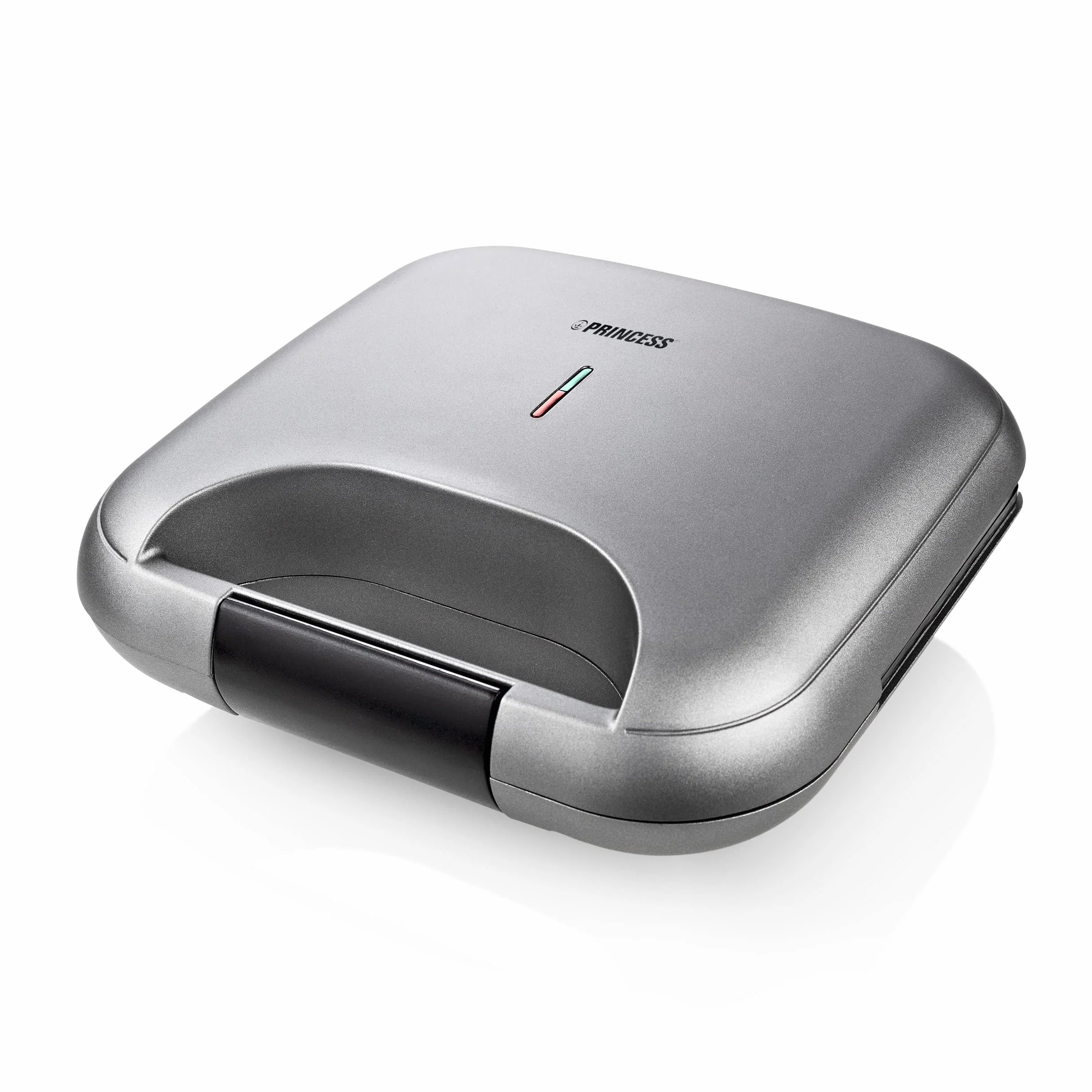 Princess 127003 - Tostapane deluxe per 2 panini, piastra per griglia, coperchio con chiusura di sicurezza, grigio