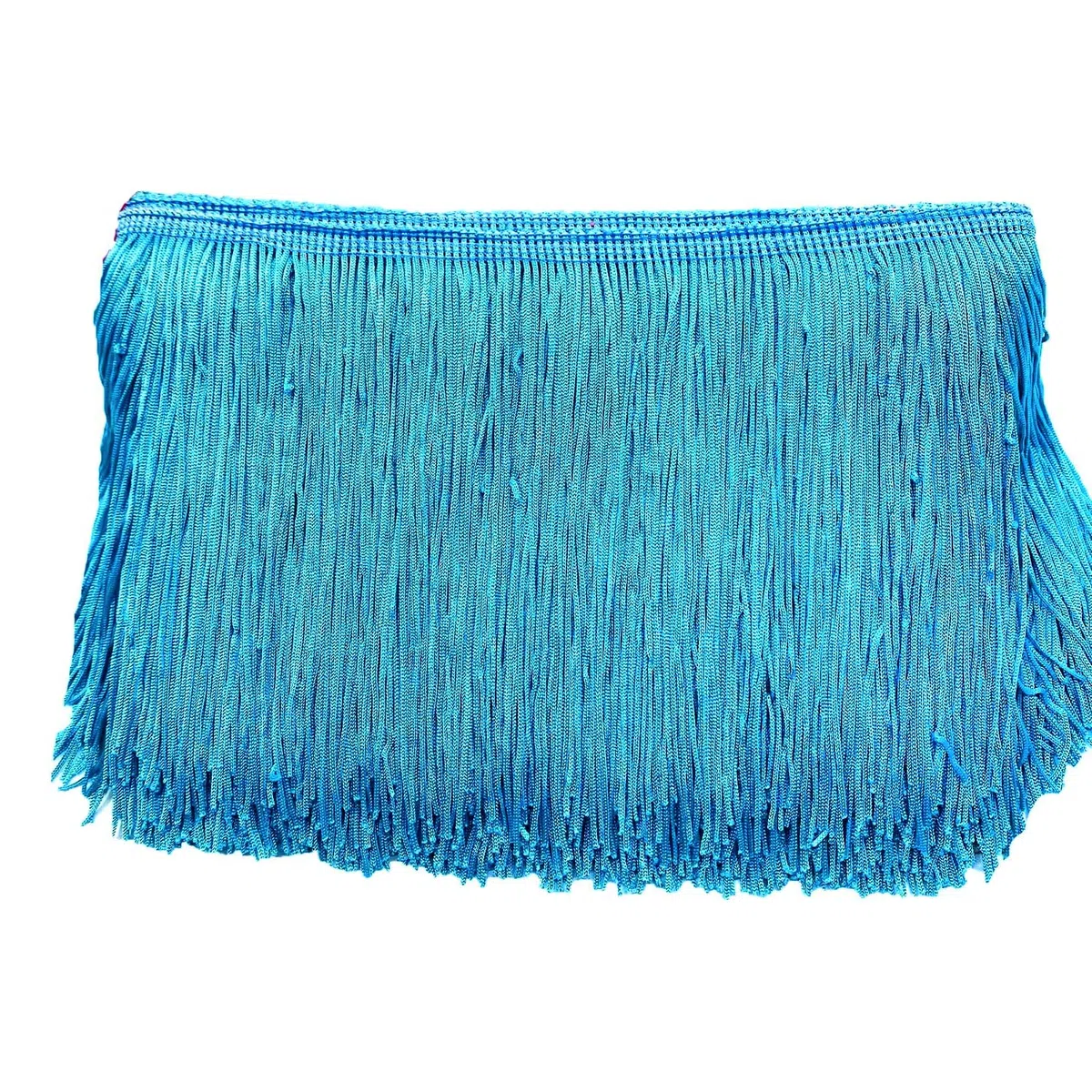 Nastro decorativo con frange Duories, nastro in raso con frange per cucito, fai da te, vestiario, costumi, tende, decorazione, 15 cm x 10 m, colore: blu mare