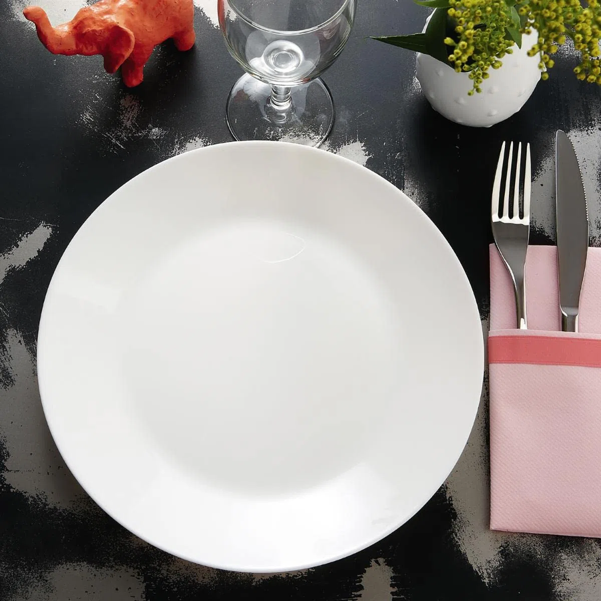 Arcopal - Zelie, Set 12 Piatti Piani, Servizio da Tavola in Vetro Opale Extra Resistente, 25cm, Bianco