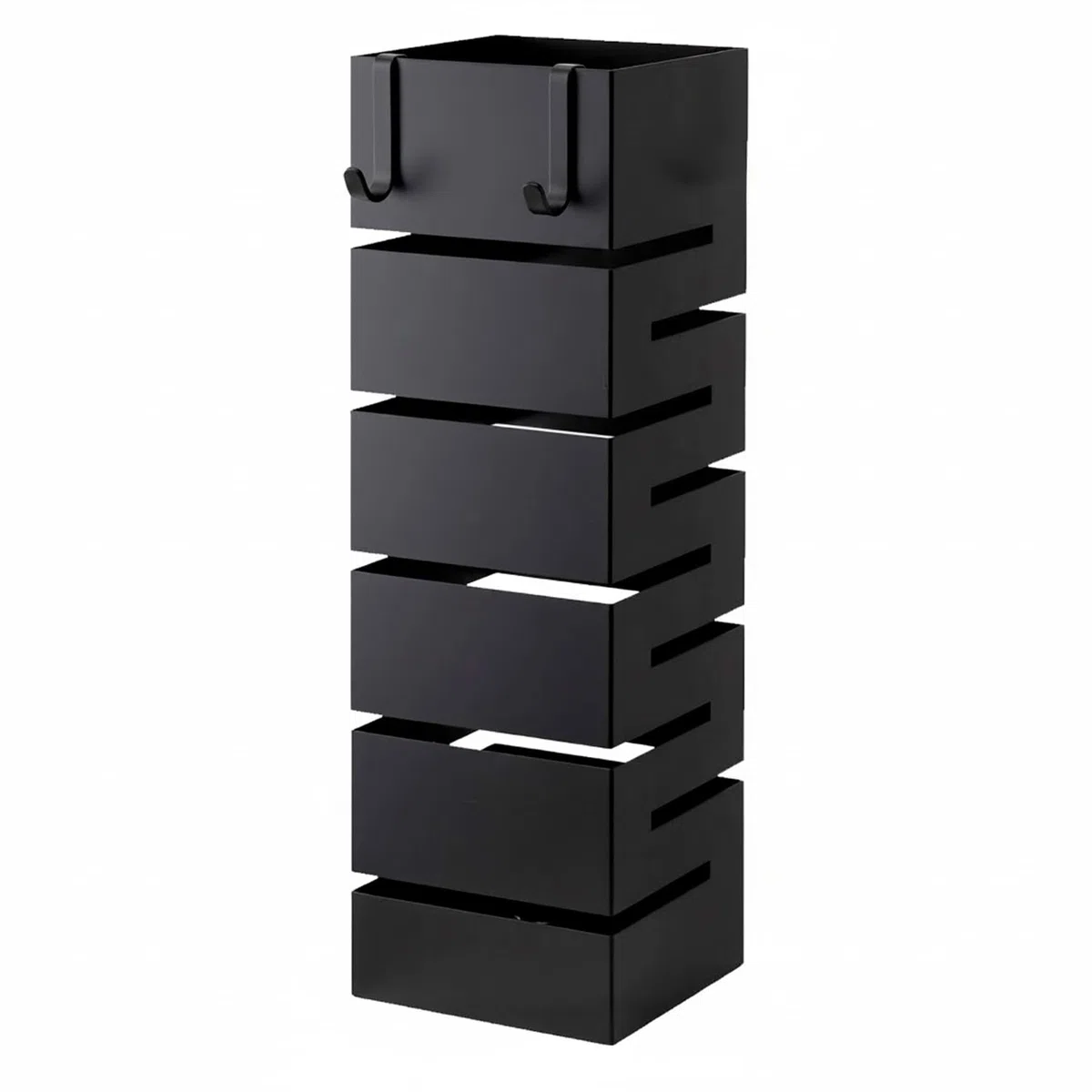 Arreditaly Portaombrelli In Acciaio Zincato Per Interno Esterno Con Vaschetta Scolapioggia 2 Ganci Removibili Base Antiscivolo e Struttura Robusta Design Moderno 49 x 15,5 x 15.5 Cm (Nero)