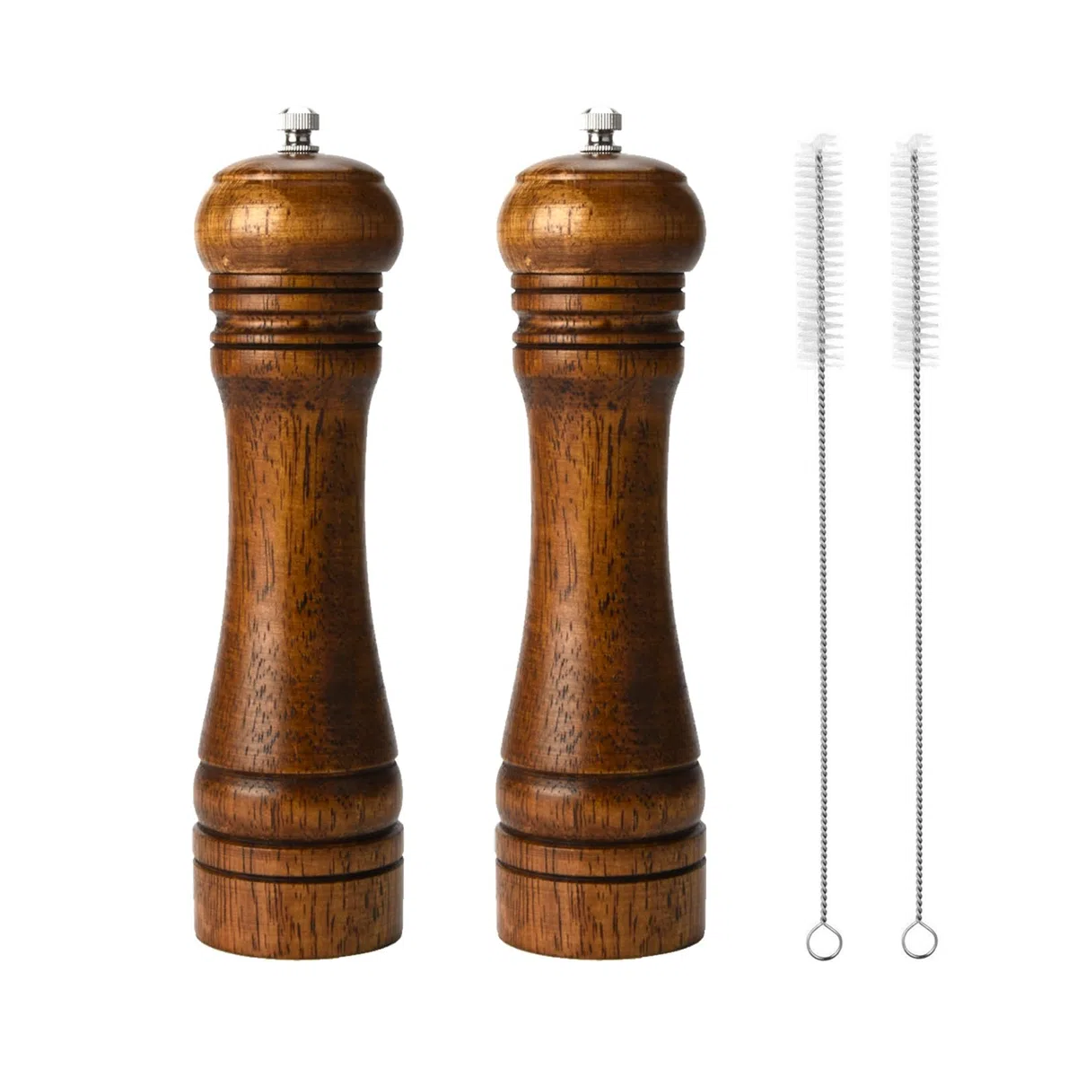 macina sale e pepe, set macina pepe in legno kit macine manuali solido con forte smerigliatrici in ceramica regolabile 2 pezzi 8 pollici (I 2 Colori Vintage)