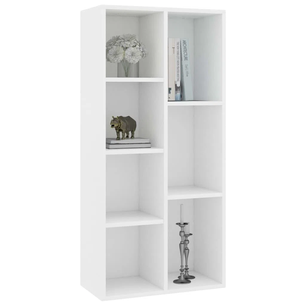 Scaffale decorativo per soggiorno, libreria, ufficio, libreria, bianco, 50 x 25 x 106 cm, materiale in legno, per libri, soggiorno, studio, ufficio