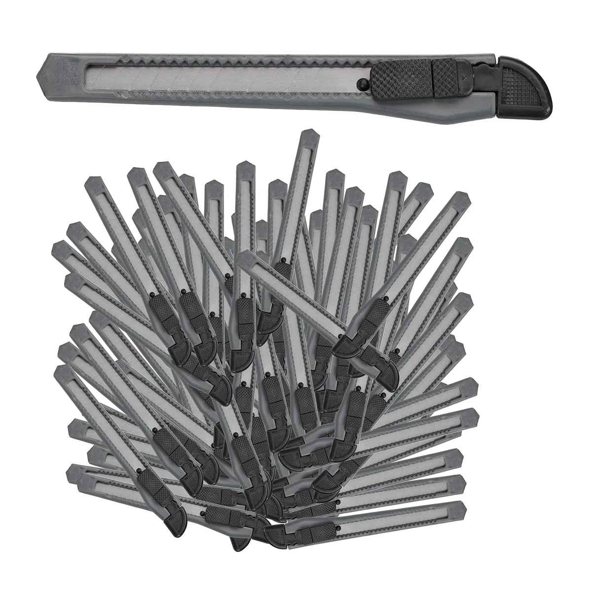 Relaxdays Taglierini in Set da 100, a Scatto, Lama da Spezzare Larga 9 mm, per Cartone, da Bricolage, grigio