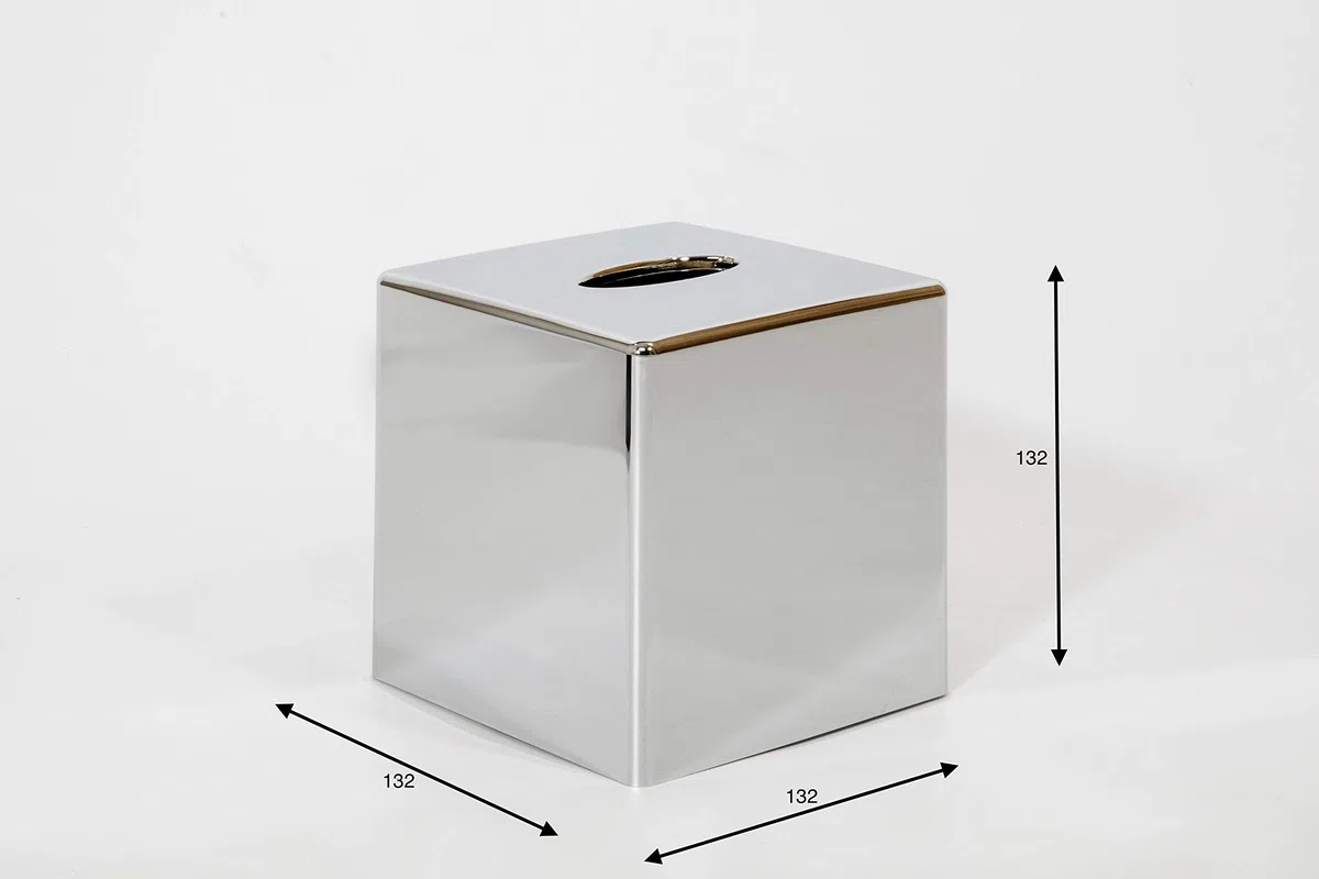 G.V.R. Scatola e Dispenser Porta fazzoletti, Made in Italy, Realizzato in ABS riciclabile e Disponibile in Vari Colori, 132mm x 132mm x 132mm, Ideale per Bagno, Salotto, Hotel e casa. (Cubo Cromato)