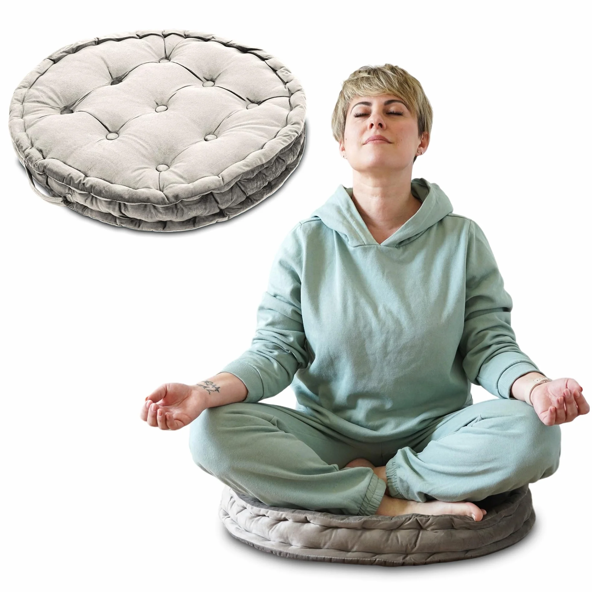 Cuscino da meditazione e yoga Zafu - Cuscino per pavimento Supporto ergonomico ideale per postura rilassamento respirazione meditazione consapevolezza per uso interno ed esterno