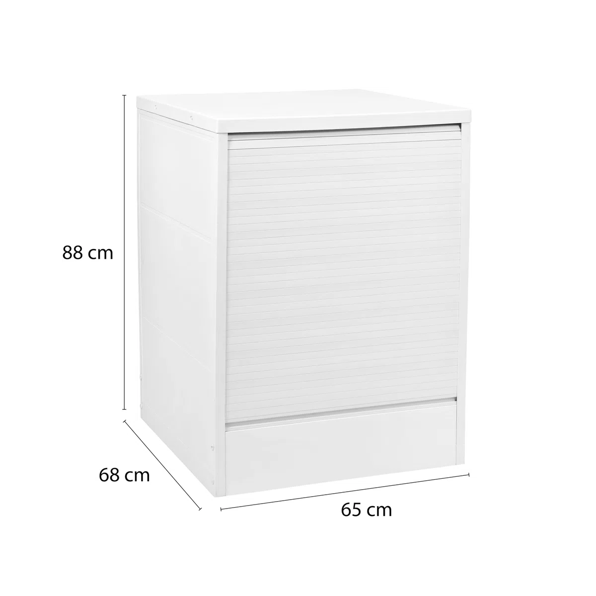 Mobile Coprilavatrice Bianco - Apertura a Serranda, Struttura Polipropilene, Frontale, Lavanderia, Garage, per Interno, Esterno, Montaggio senza Viti, Piano d'appoggio - 65X68X88H CM