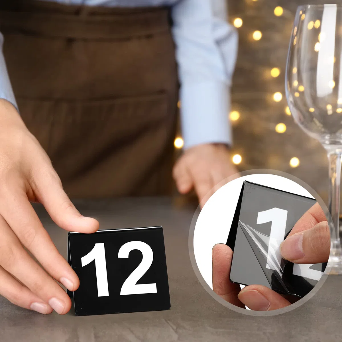 100 pezzi numeri da tavolo in acrilico da 1 a 100 tende numerate su due lati, per ristoranti, matrimoni, tende, per feste, banchetti, servizi, indicatori, forniture, 5 x 5 x 4 cm (numero bianco)