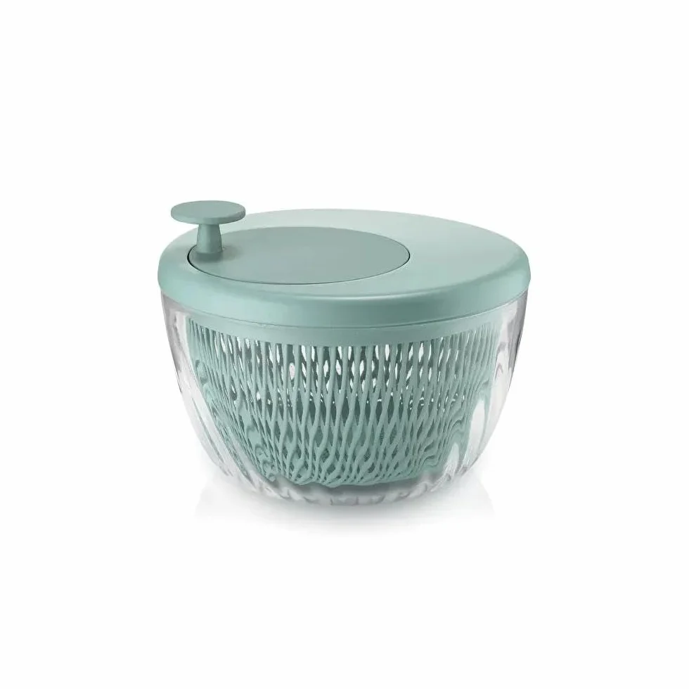 Guzzini - Kitchen Active Design, SPIN&STORE, Centrifuga Insalata con Coperchio - Verde Oliva, 26 cm - 170900175