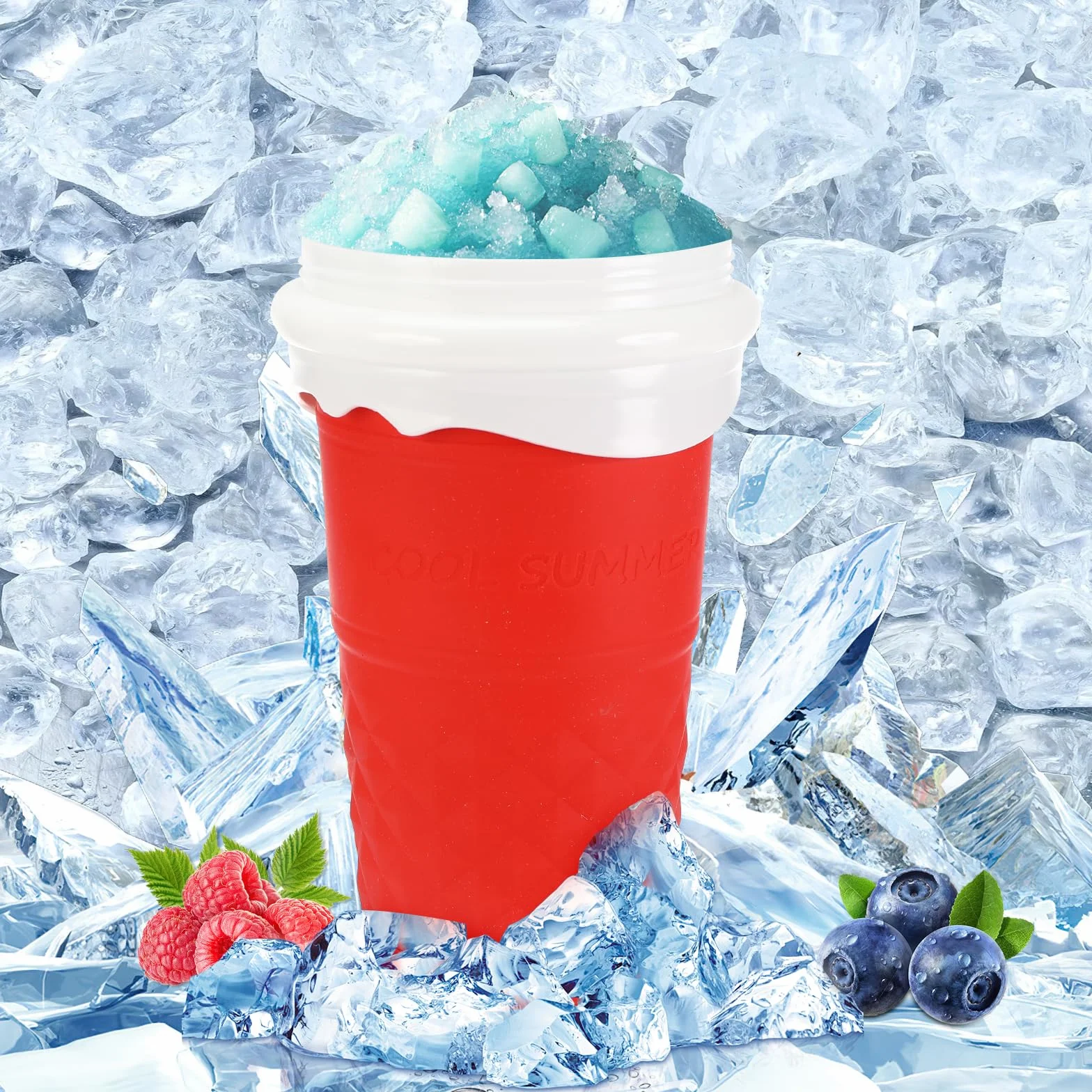 Slushy Maker Cup, Macchina per Granita In Silicone, Con Cannuccia E Cucchiaio 2 In 1, Frozen Magic Squeeze Cup In Silicone, Per I Frullati Fatti In Casa(rosa)