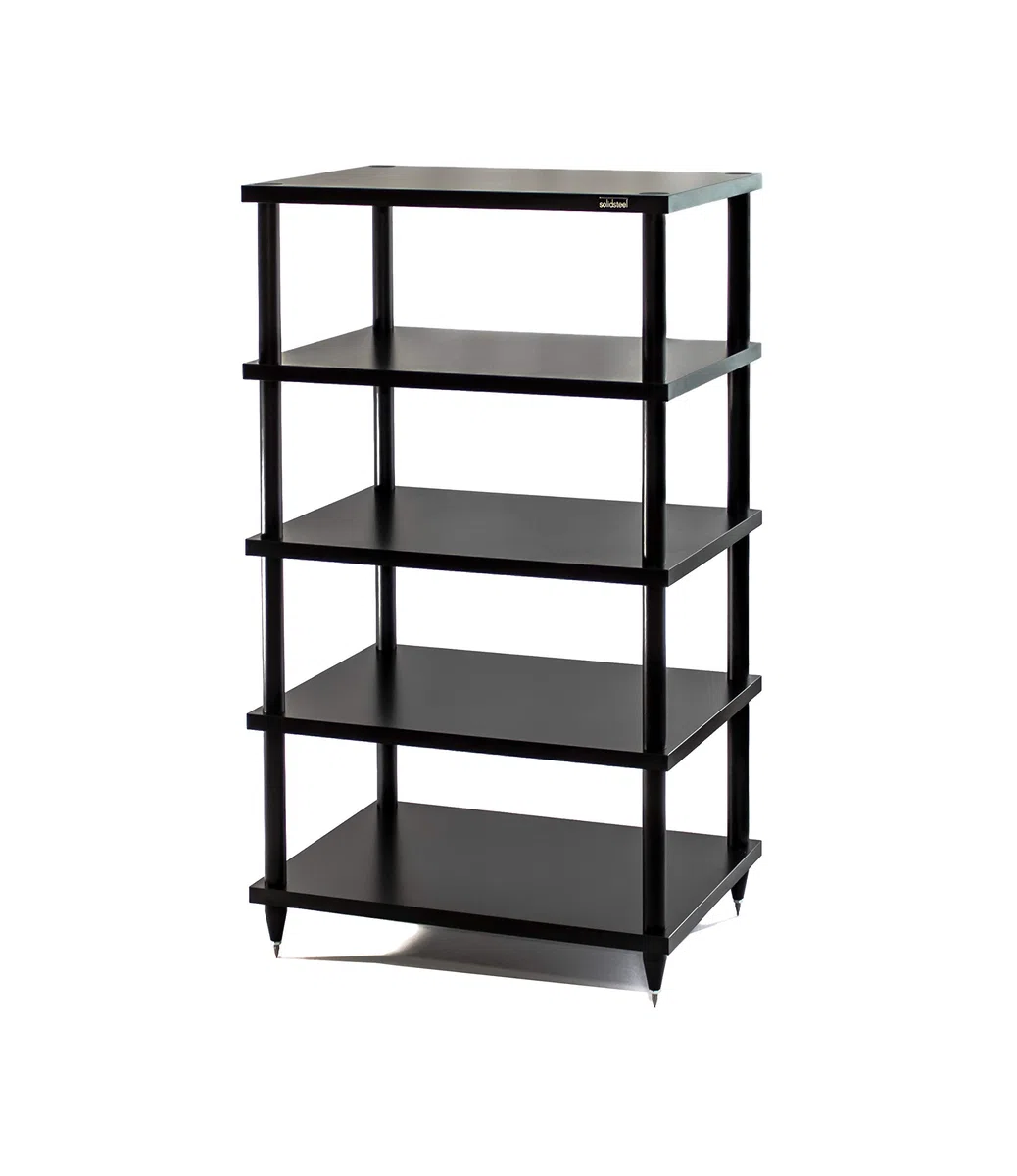 Solidsteel S2-5 Mobile Stereo Hi Fi Porta Elettroniche, Mobiletto Rack Audio a 5 Livelli in Legno (Made in Italy), Telaio in Metallo per Impianto Hi-Fi Stereo, Punte Regolabili in Acciaio INOX