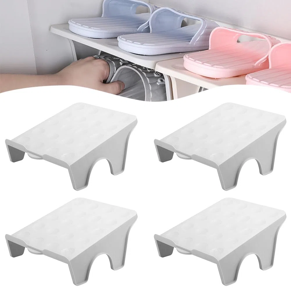 Organizzatori di Slot per Scarpe, 4 Pezzi Portascarpe Antiscivolo per Scarpe, Portascarp Antiscivolo per Scarpa, Scarpiera Regolabile Salvaspazio, Scarp Doppio Strato Supporto per Armadio