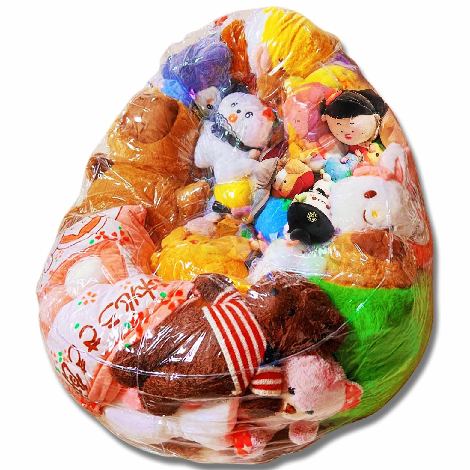 Giocattolo di peluche, trasparente, per sedia a fagioli di animali, 150 l, sacchetto di peluche per bambini, organizzazione senza riempitivo incluso