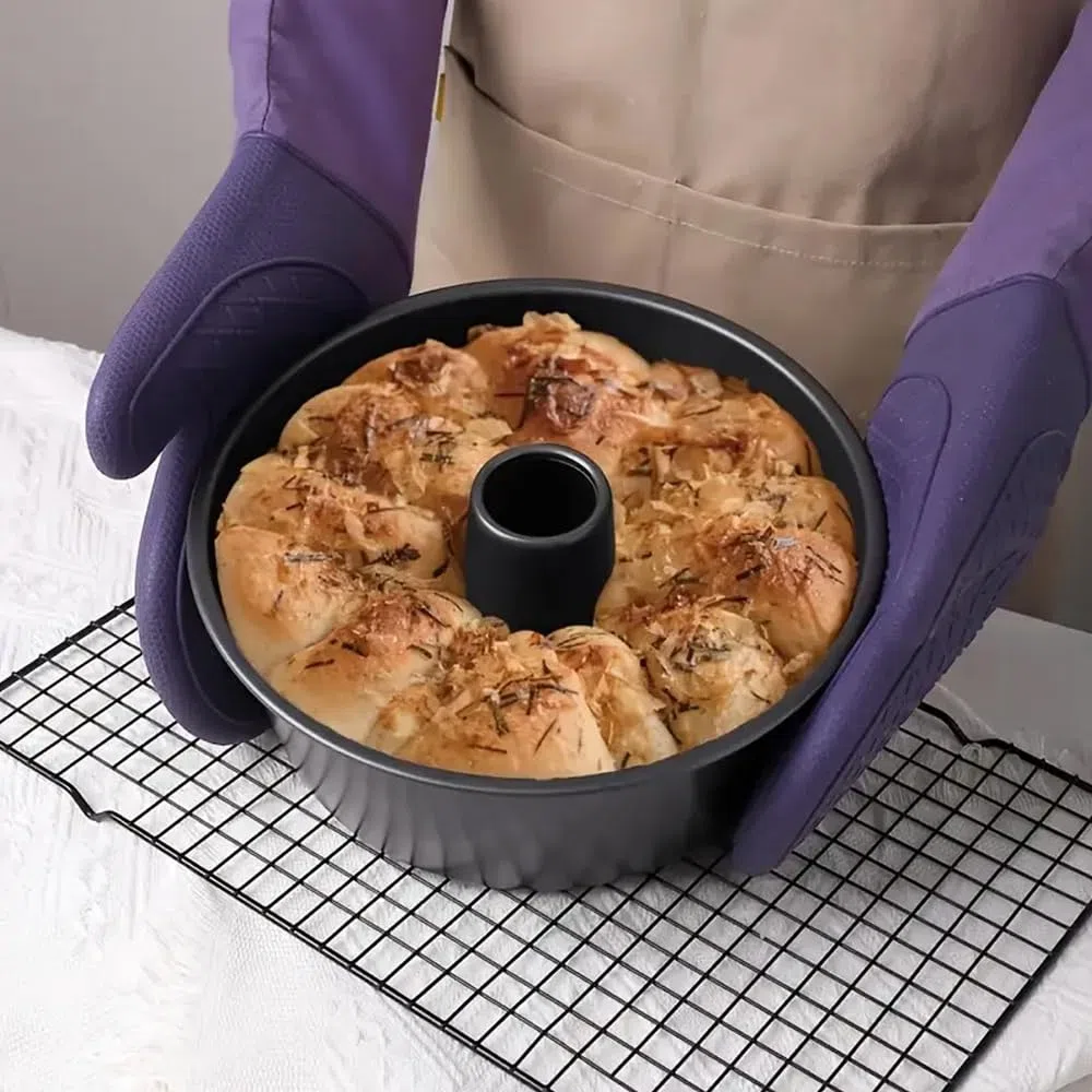 25 cm Stampo Savarin/Ciambella con Tubo - Tortiera Savarin in Acciaio con Rivestimento Antiaderente - Stampo per Ciambella con Tubo - Tortiera da Forno per Biscotti e Torte - 25 cm