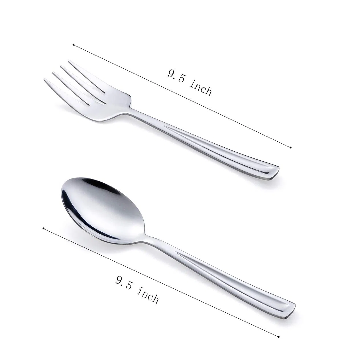 GoGeiLi Set di cucchiai e forchette in acciaio inox, contiene 3 cucchiai grandi e 3 forchette, 24,1 cm Lavabile in lavastoviglie, set per catering