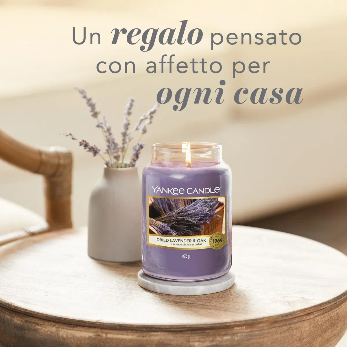 Yankee Candle Scented Candle | Candela in giara grande della Lavanda Essiccata e Quercia | Candele a lunga combustione: fino a 150 ore | Regali perfetti per le donne