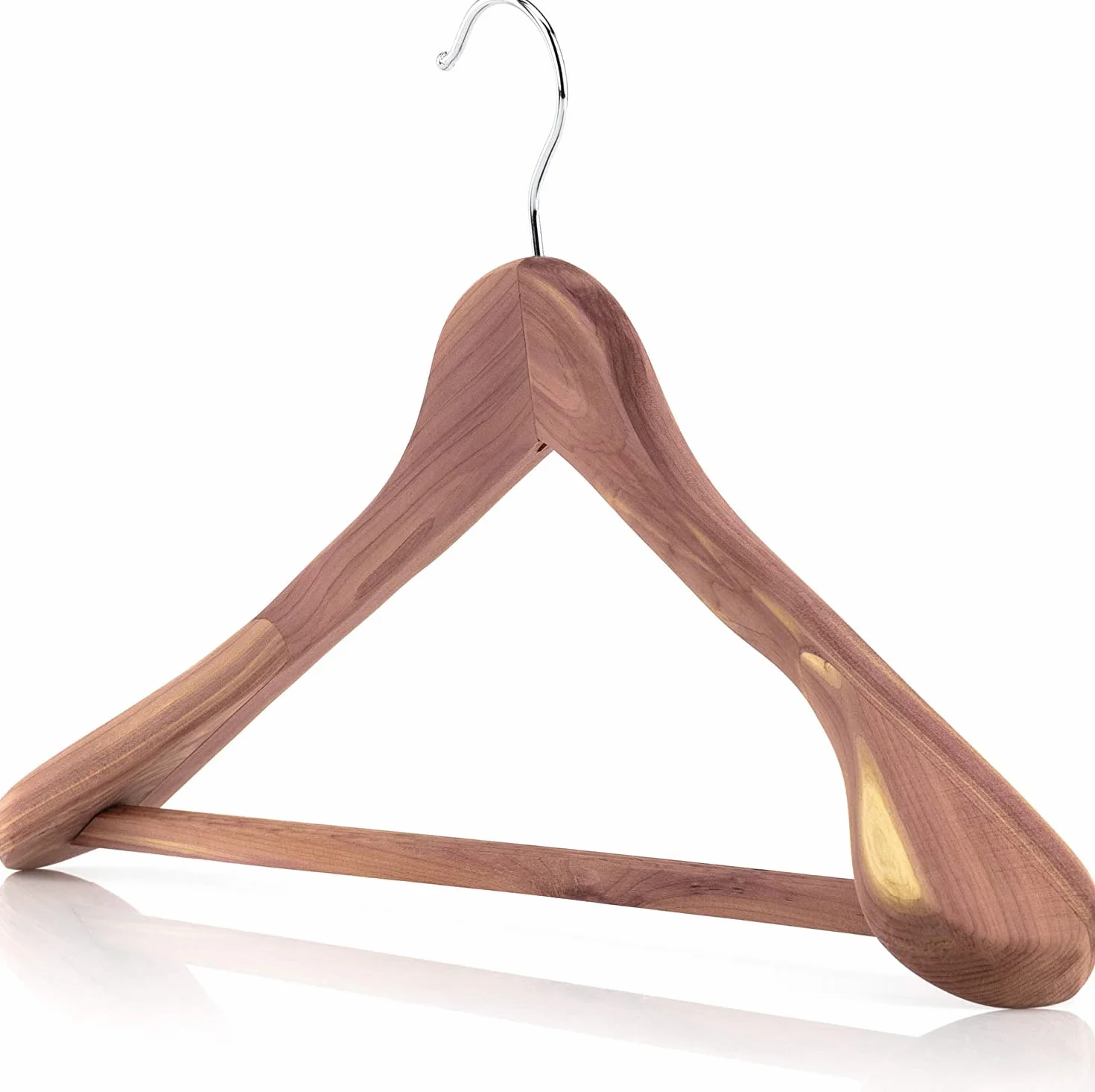 HANGERWORLD 10 Grucce Appendiabiti 45cm in Legno di Cedro Antitarme con Spalline Larghe Arrotondate