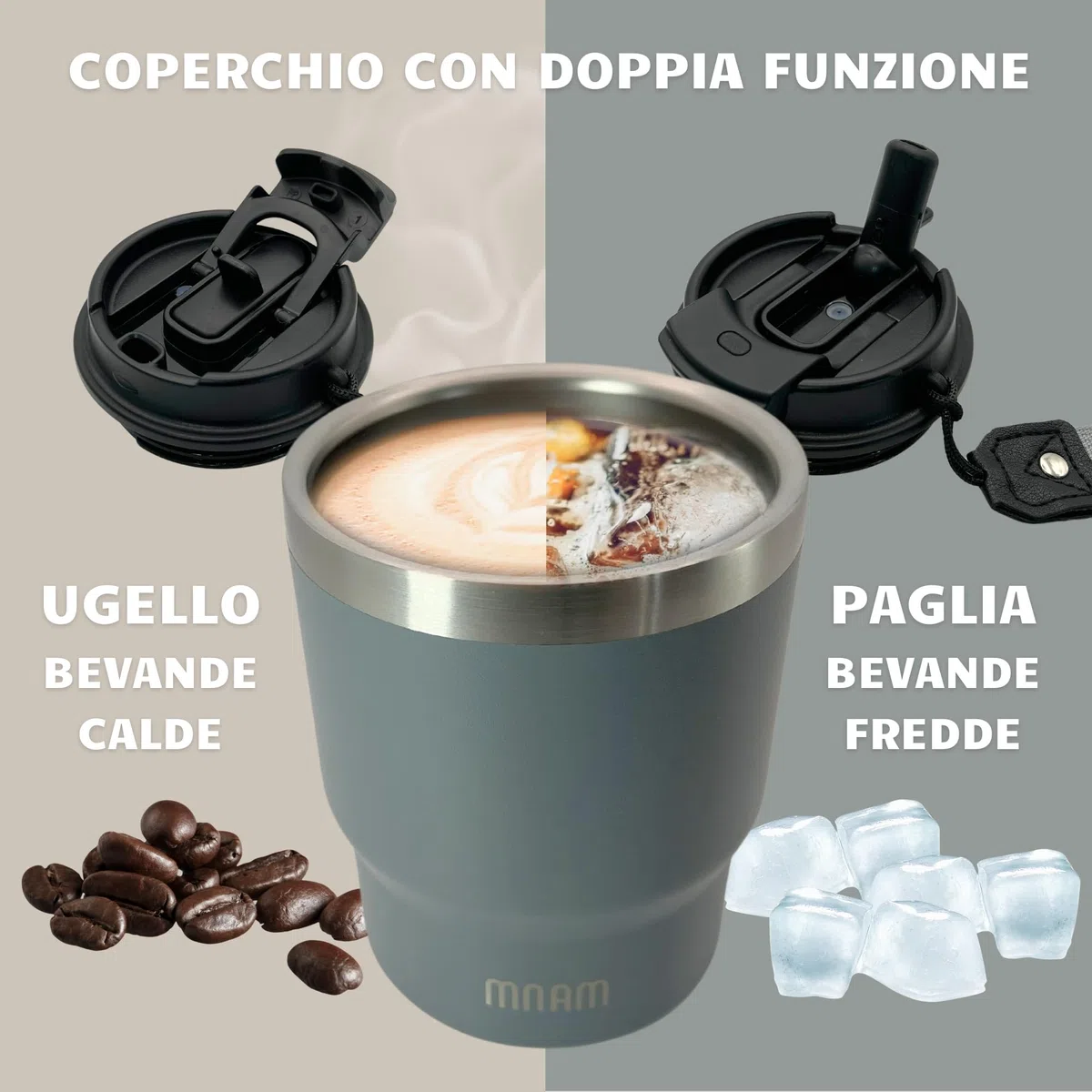 Tazza Termica Caffe 360ml - Mug Termica - Acciaio Inossidabile Isolato ed Ermetico - Tazza Termica da Viaggio - Travel Coffee Mug - Termos Caffè - Themos Te Caldo (360 ml)