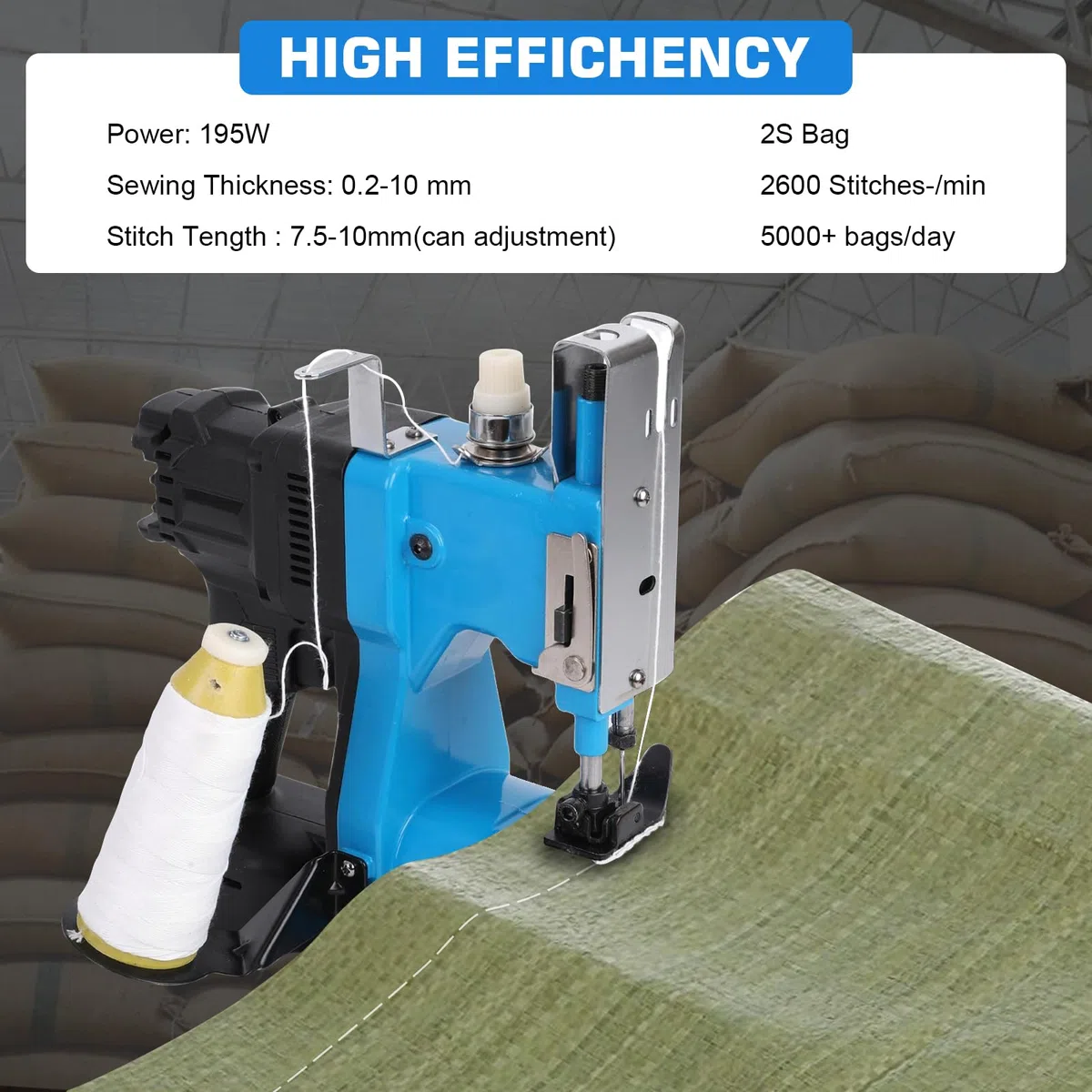 Macchina da Cucire Portatile Compatibile con Batteria Makita 18V, Macchina da Cucire per Sacchi, Cucitrice Portatile per Tessuti Closer Stitcher per Sacchetti di Sacco, Tessuto (Batteria non inclusa)
