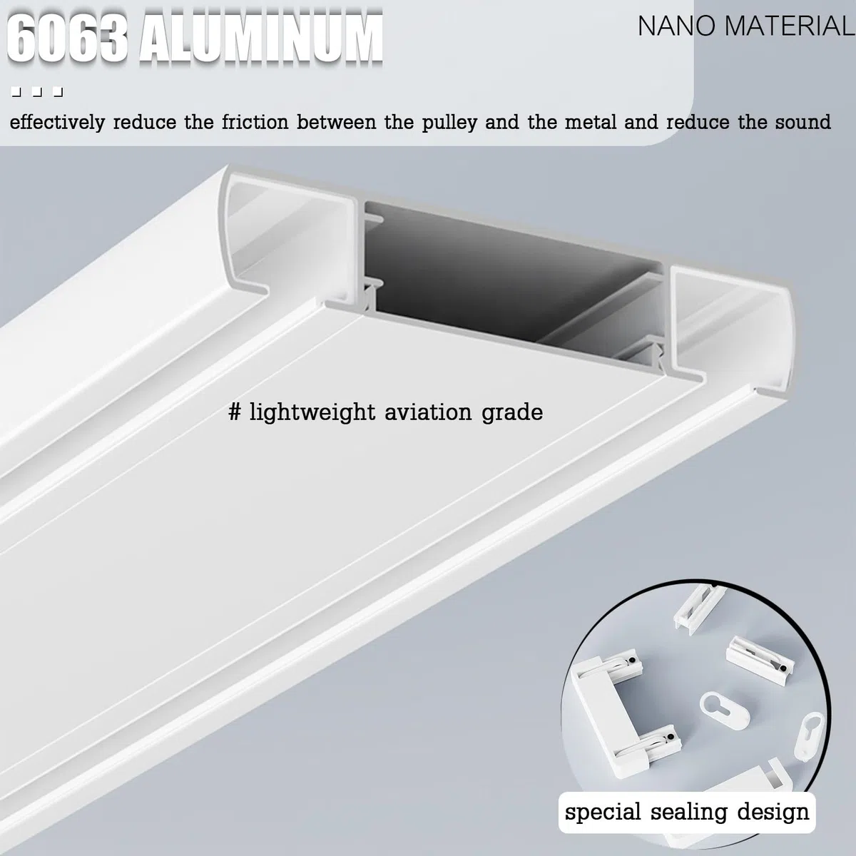Set di binari per tende a doppio binario a soffitto, binari scorrevoli in alluminio lisci e silenziosi, supporto robusto per tende,per camera da letto, soggiorno e ufficio(White,1.5m(4.9ft))