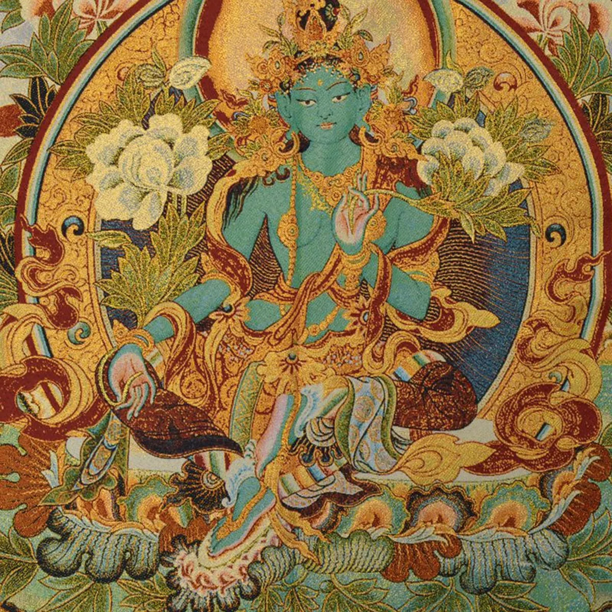 Thangka Dipinto Sospeso Tara Verde Avalokitesvara Arazzo Tibetano Thangka per Poster di Arredamento Moderno per La Camera da Letto della Famiglia (Size : 60x90cm(23x35inch))
