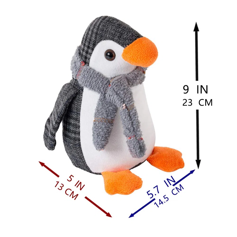 Marwood - Fermaporta carino per casa e ufficio, pinguino, zavorrato, per interni, in tessuto, animale imbottito, decorativo, per pavimento