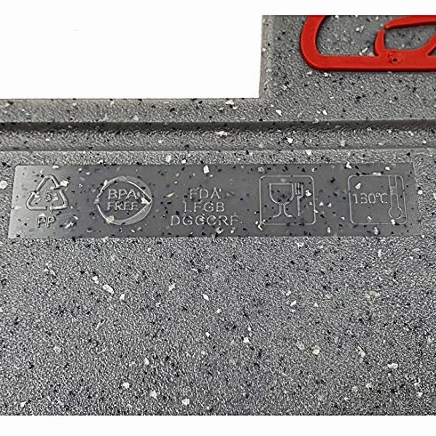 Set di 4 taglieri antiscivolo in marmo grigio con supporto, lavabili in lavastoviglie, per frutta, carni calde, pesce