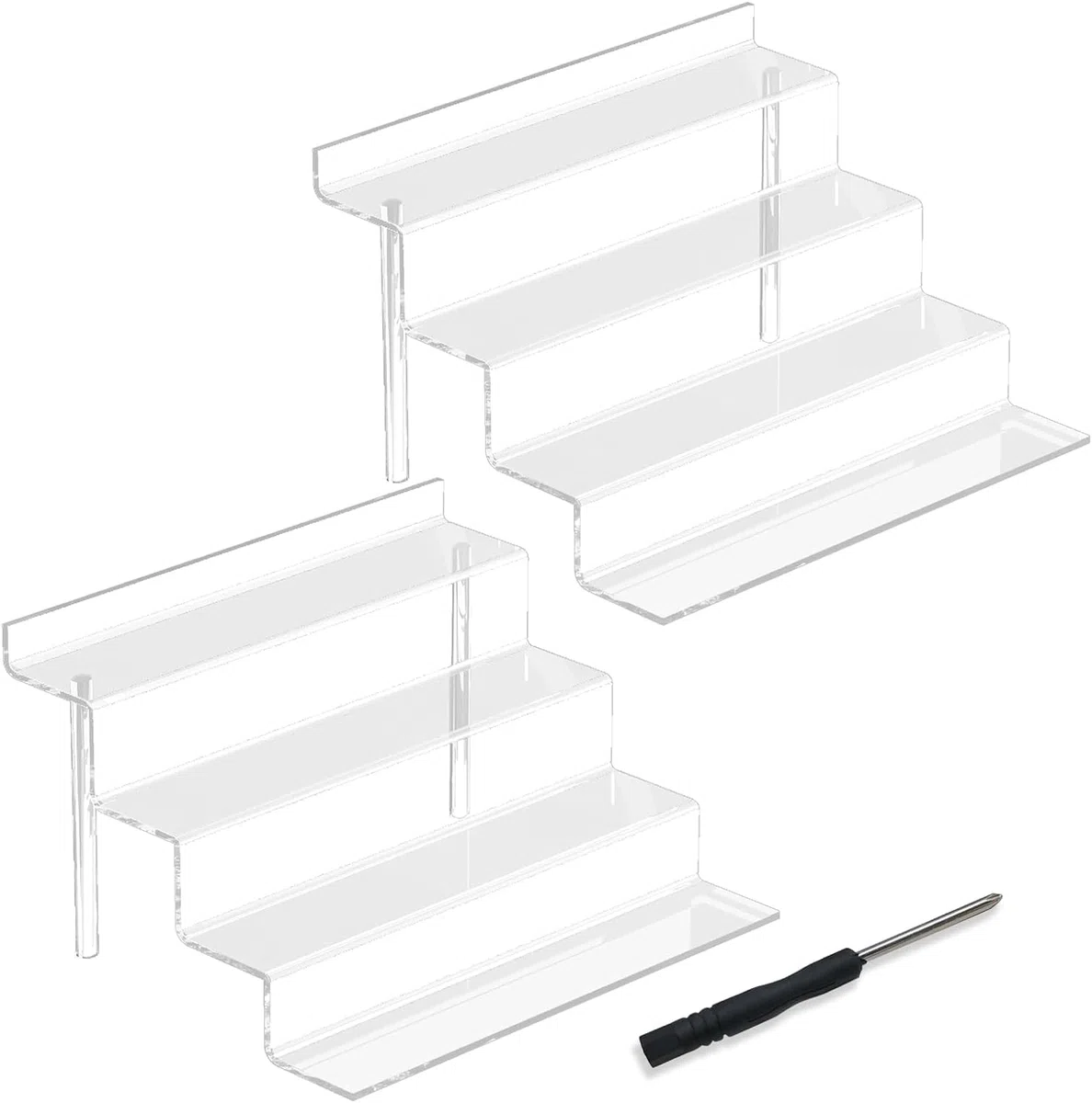 LATERN 2 Pezzi Espositore in Acrilico per Montante, 4 Livelli Organizzatore di Visualizzazione Trasparente Supporto per Supporto Rialzato da Tavolo di Grandi Dimensioni per Profumo Cupcake Figure