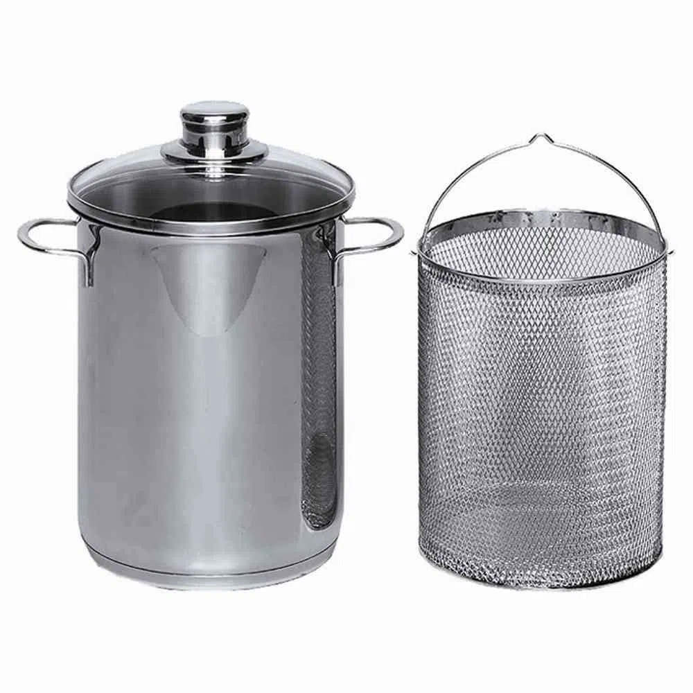 Krüger SPA03 Asparagiera in acciaio INOX con accessorio, 16 cm, 3,5 l