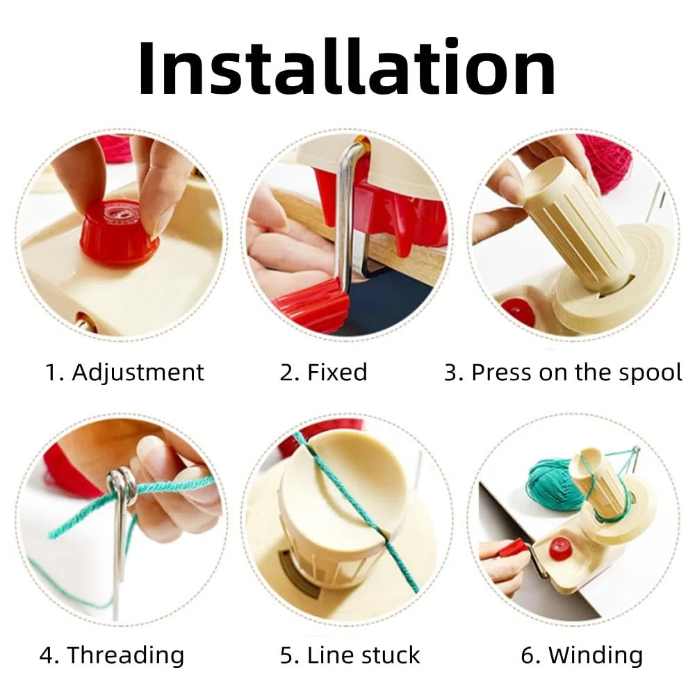 Avvolgitori per palline, filati per maglieria, uncinetto, filato rapido, fibra di lana, spago, lana, avvolgitore, kit di attrezzi fai da te, 1 filato, avvolgitore per palle + 1 pz, forbici (2)
