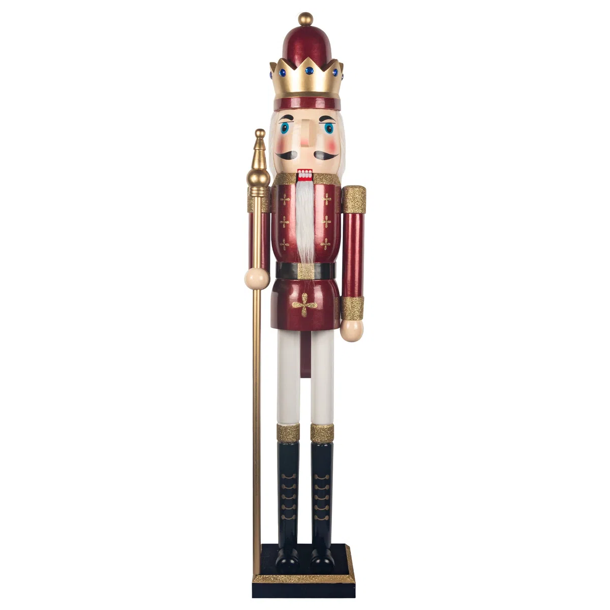 KI Store Schiaccianoci natalizio, 120 cm, taglia grande, XXL, in legno, decorazione natalizia (Re Rosso)