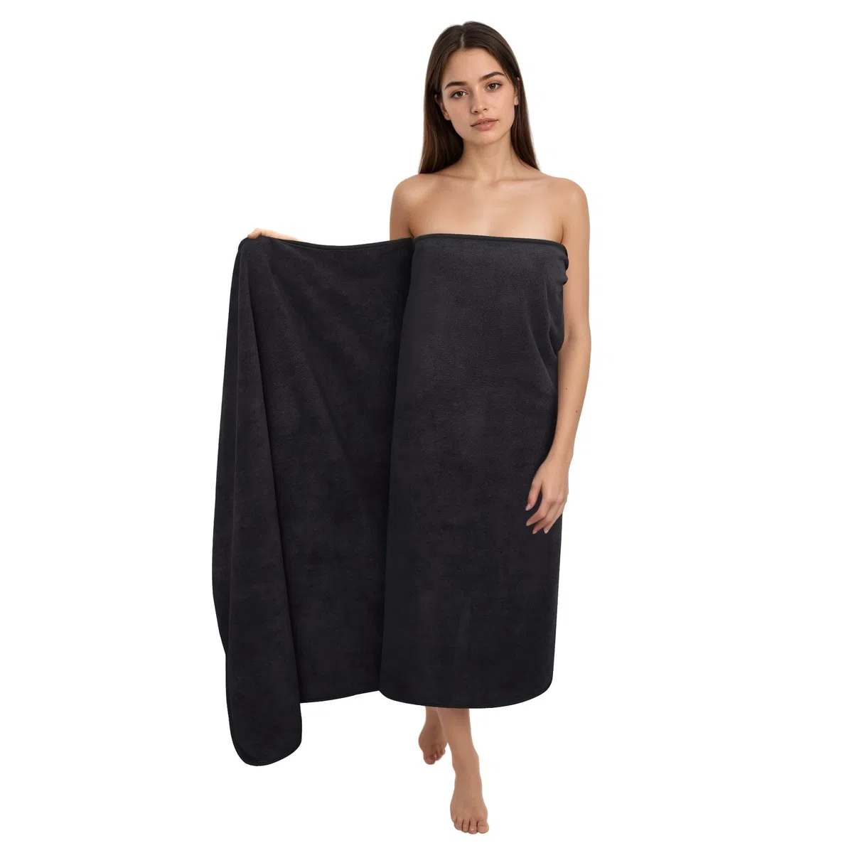 Asciugamano da Bagno grandi 100x200 cm – Extra Large Telo Bagno in Microfibra Cotone Filato ad Anello – Extra Morbido e Assorbente – Ideali per Bagno, Palestra, Ospiti, Viaggio (Nero)