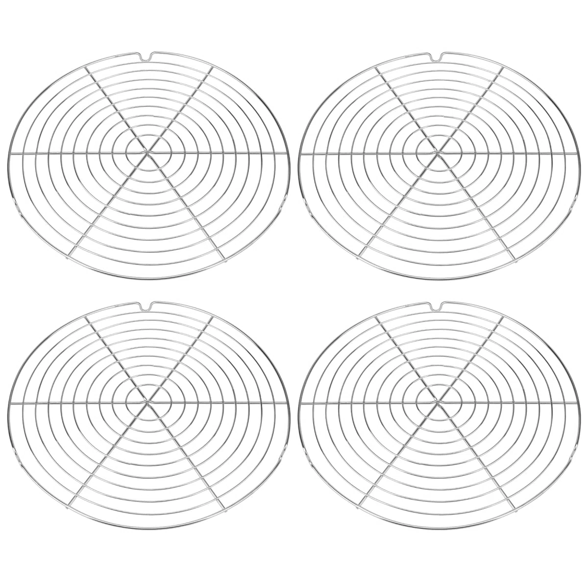 FUNSUEI 4 Griglie di Raffreddamento in Acciaio Inox, Rotonde da 30 cm, griglia di Raffreddamento per Torte, griglia di Raffreddamento Rotonda, per Un Raffreddamento Uniforme e Veloce