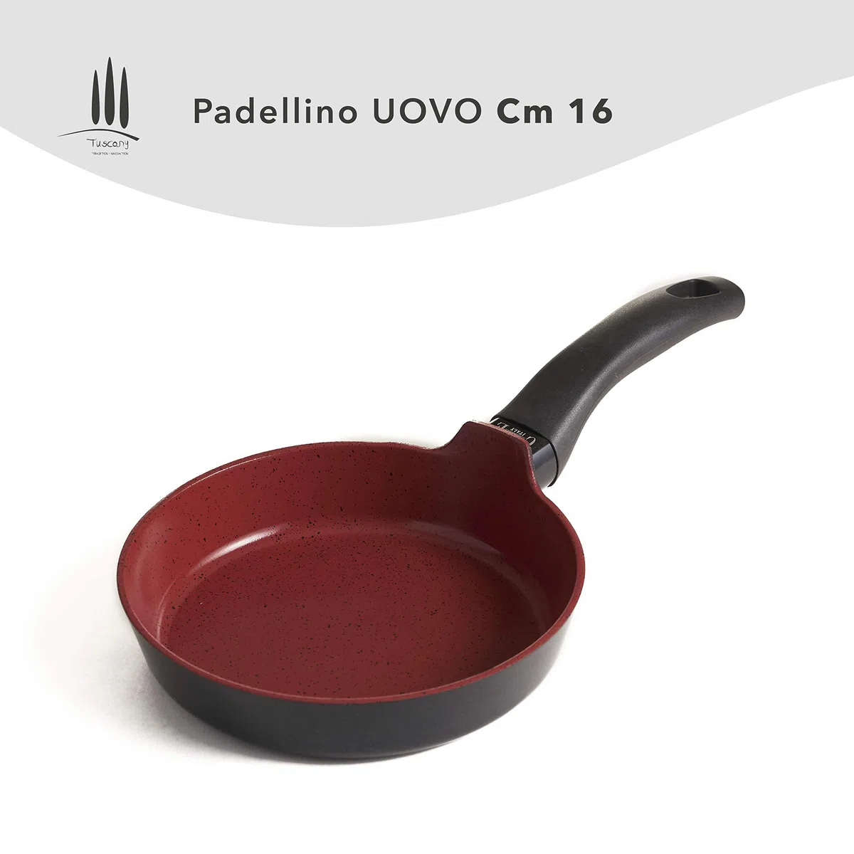 CLASSE ITALY, Linea TUSCANY, Padellino Uovo cm 16 Antiaderente Naturale a 5 strati alta resistenza, senza PTFE, PFOA, PIOMBO, CADMIO, per Induzione e Fiamma,